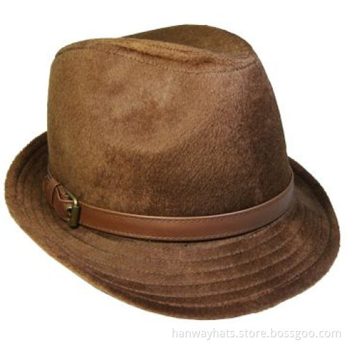 Fashionable Animal Fedora Hat, Leather Trim, Trilby Hat